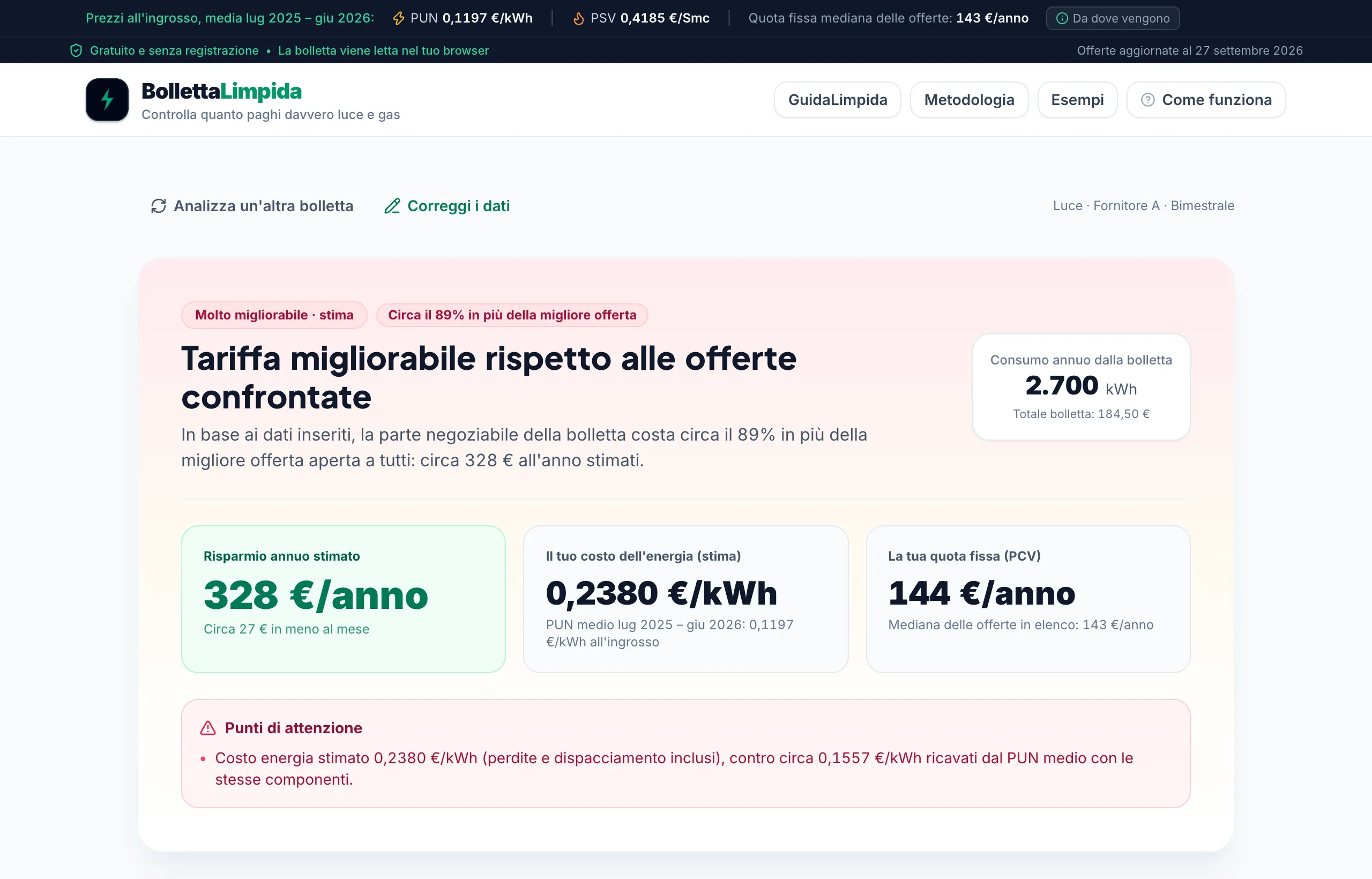 BollettaLimpida: the offer comparison after reading the bill.
